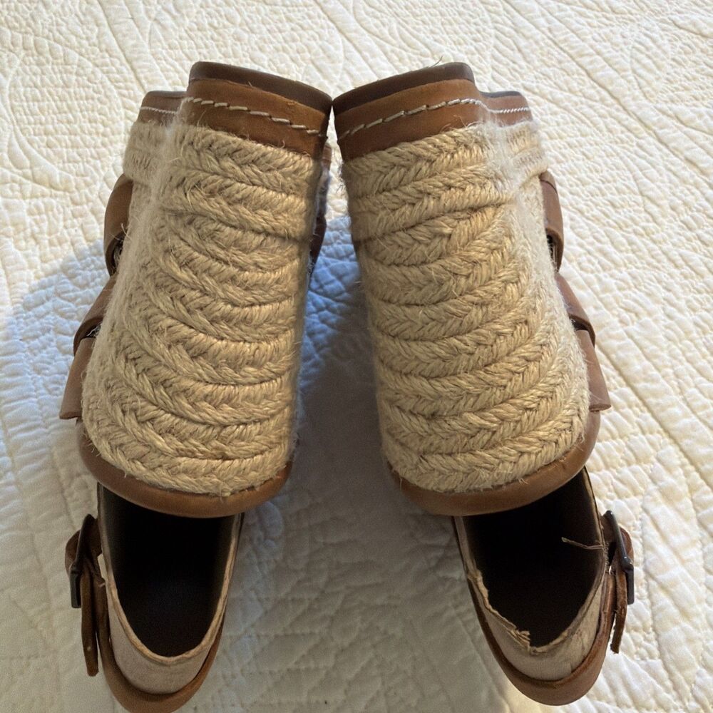 Clarks Indigo Amelia Drift Brown Wedge Jute Size 10 Sandals Espadrilles Boho - Picture 7 of 12